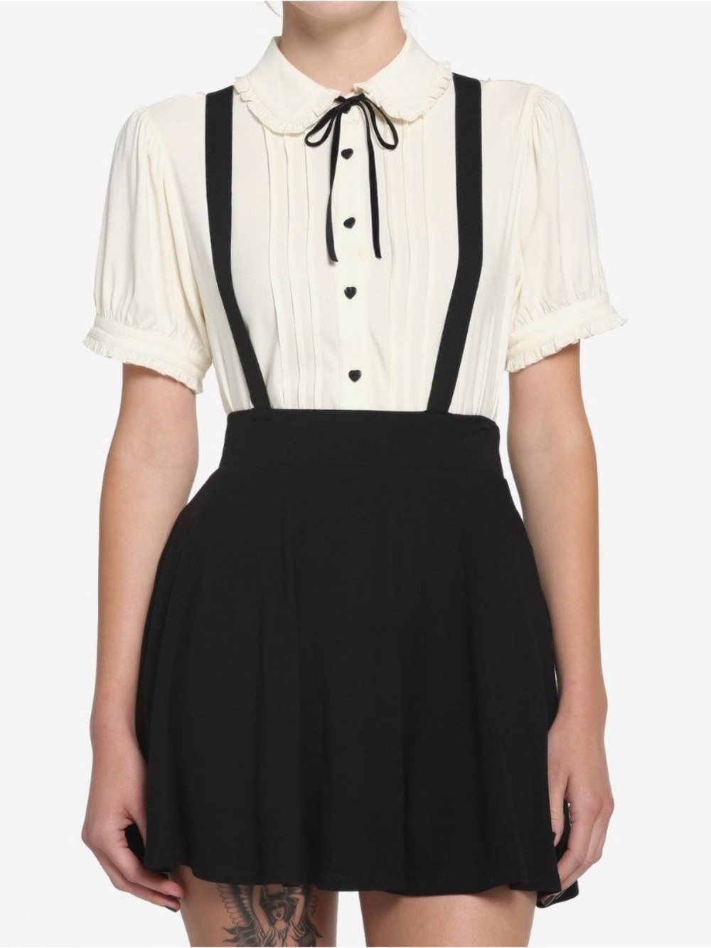 Hot topic black suspender pinafore circle skirt size XL pockets